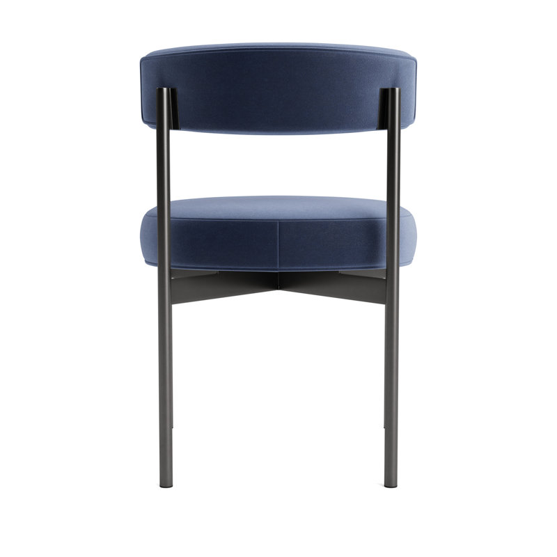 Remy Upholstered Dining Chair, Performance Velvet - Indigo, Pewter