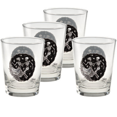 Ensemble de 4 verres fuselés Fiet Dancing Skeletons Duet 15 onces