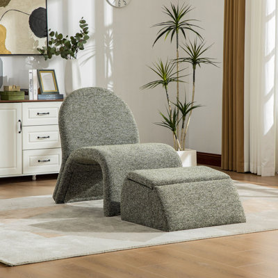 Fauteuil rembourré moderne avec repose-pieds en chenille