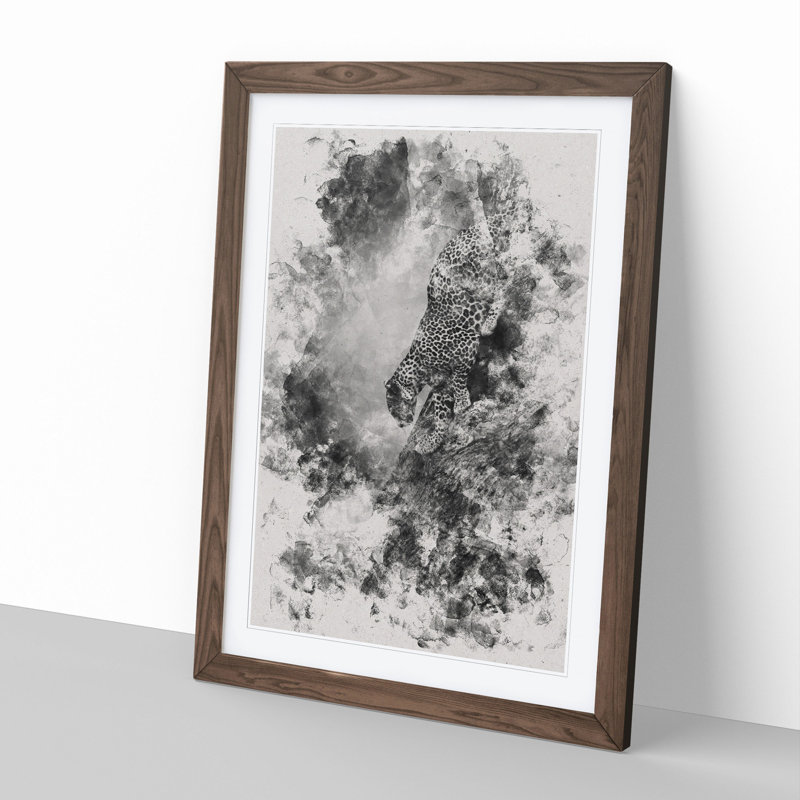 Leopard Vol.5 - Picture Frame Graphic Art, 65cm H x 48cm W x 2cm D, Walnut Framed