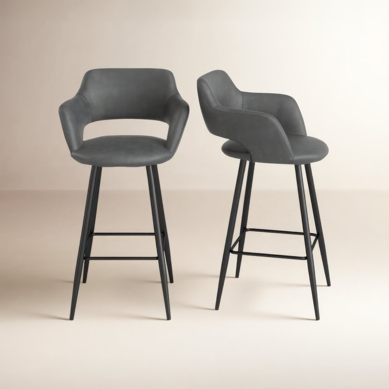 Lake Upholstered Counter Stool with Metal Frame, Gray, Counter Stool (25" Seat Height)