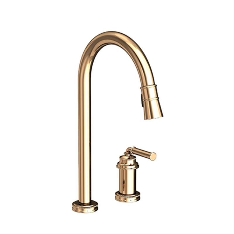 Taft Single Handle Pull Down Kitchen Faucet, French Gold