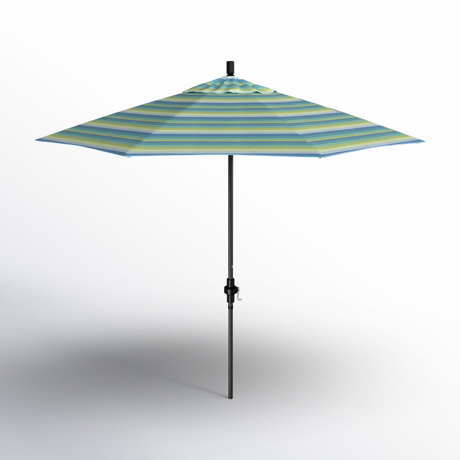 Garita 108'' Market Sunbrella® Umbrella, Seville Seaside Stripe Sunbrella®, Stone Black