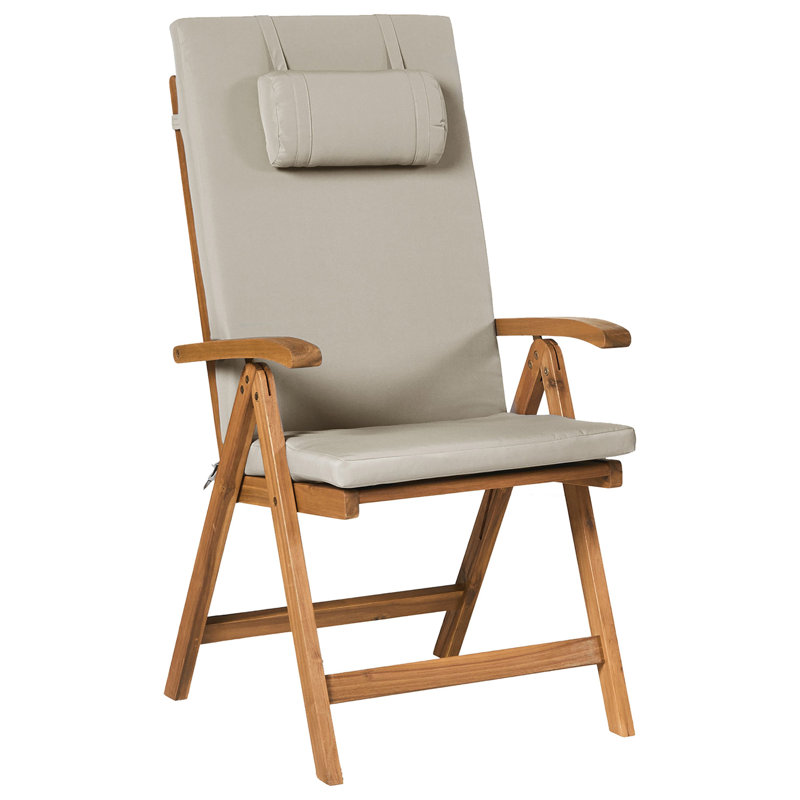 Aarica Folding Patio Dining Armchair with Cushion, Taupe