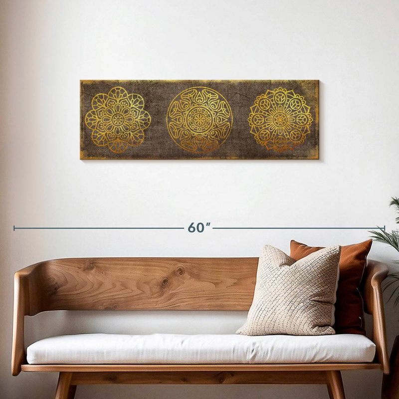 Impression sur toile Golden Mandalas, H 42 po x l 14 po x P 1,25 po