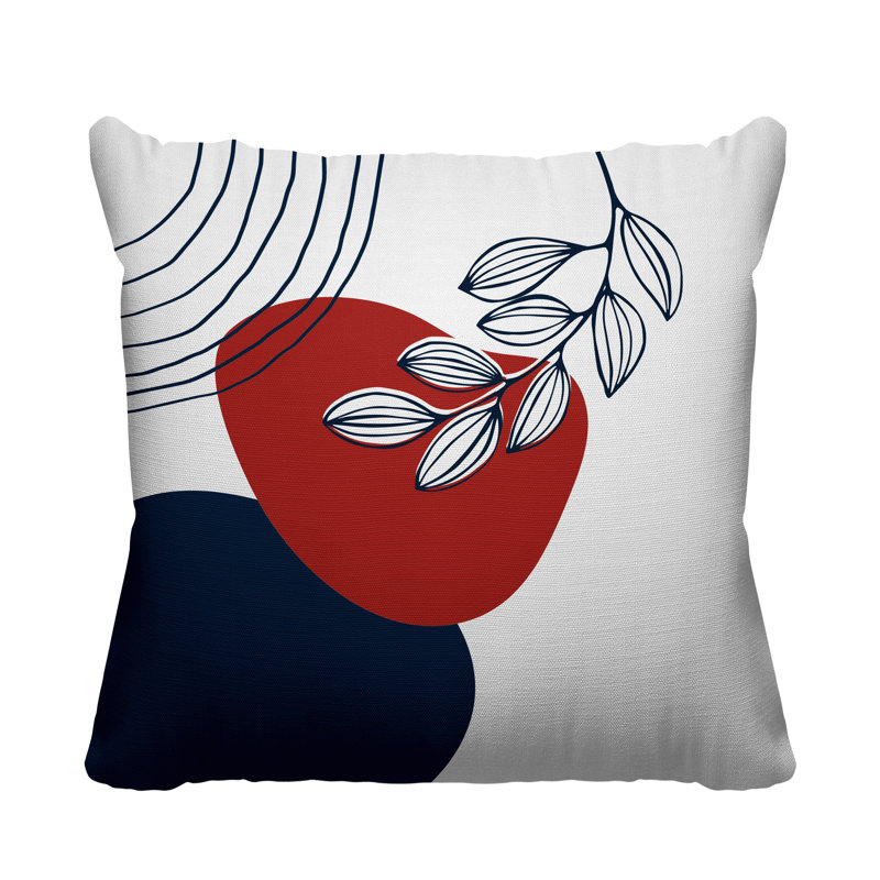 Coussin intérieur / extérieur Lupita, L 17 po x H 17 po, Rouge / bleu marine