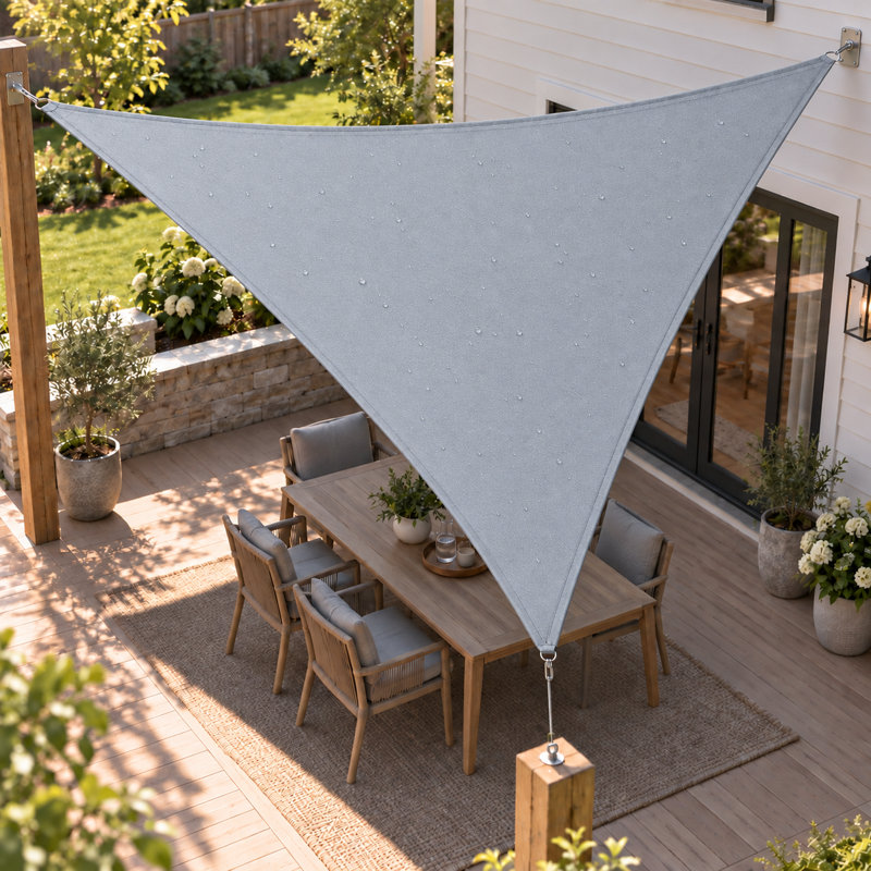 Toile d'ombrage triangulaire, 12 pi x 12 pi, gris