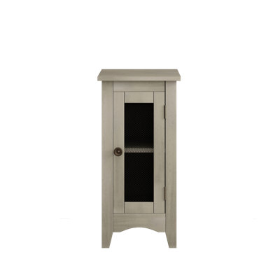 Table d'appoint étroite avec armoire de rangement traditionnelle américaine étroite | Table de chevet en placage gris antique (l 11,75 po) | Idée de cadeau