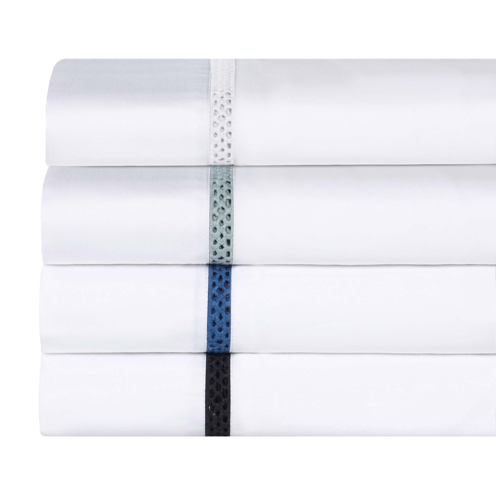 Riverton Cotton Cross-Stitch Embroidered Deep Pocket Bed Sheet Set by Superior, California King Sheet Set with 2 Pillowcases