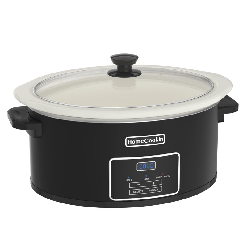 Homecookin Programmable Slow Cooker, 7 Qt, Black/White
