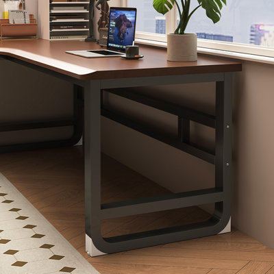 Simple and modern solid wood L - shaped desk by Corrigan Studio