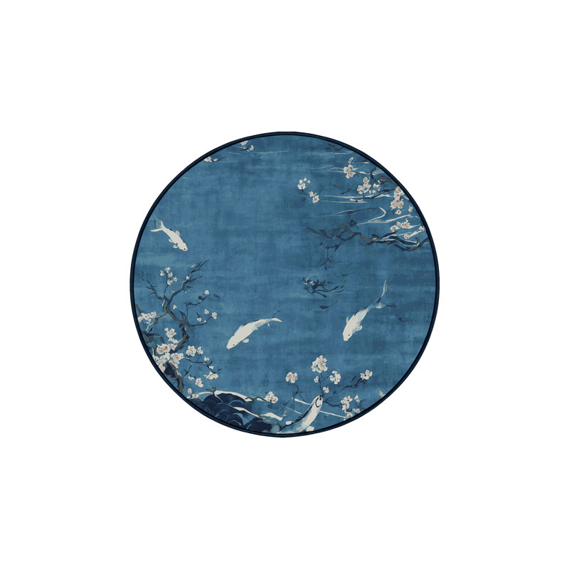 Machine Washable Gray Area Rug, Round 5'