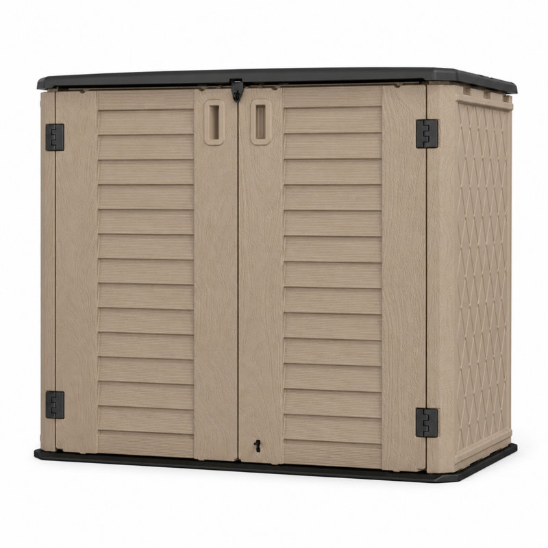 Abri de rangement horizontal résistant aux intempéries d'une capacité de 194 gallons avec portes à double ouverture