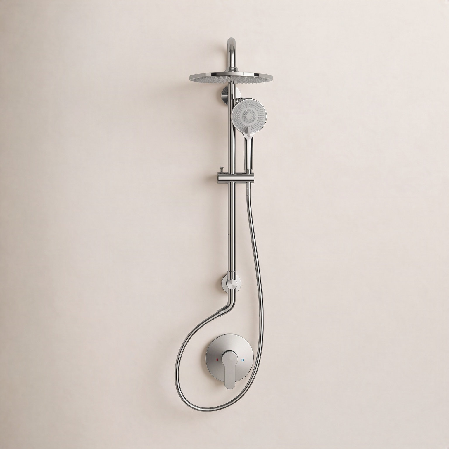 10" Wall Mount Rainfall Shower System, Chrome