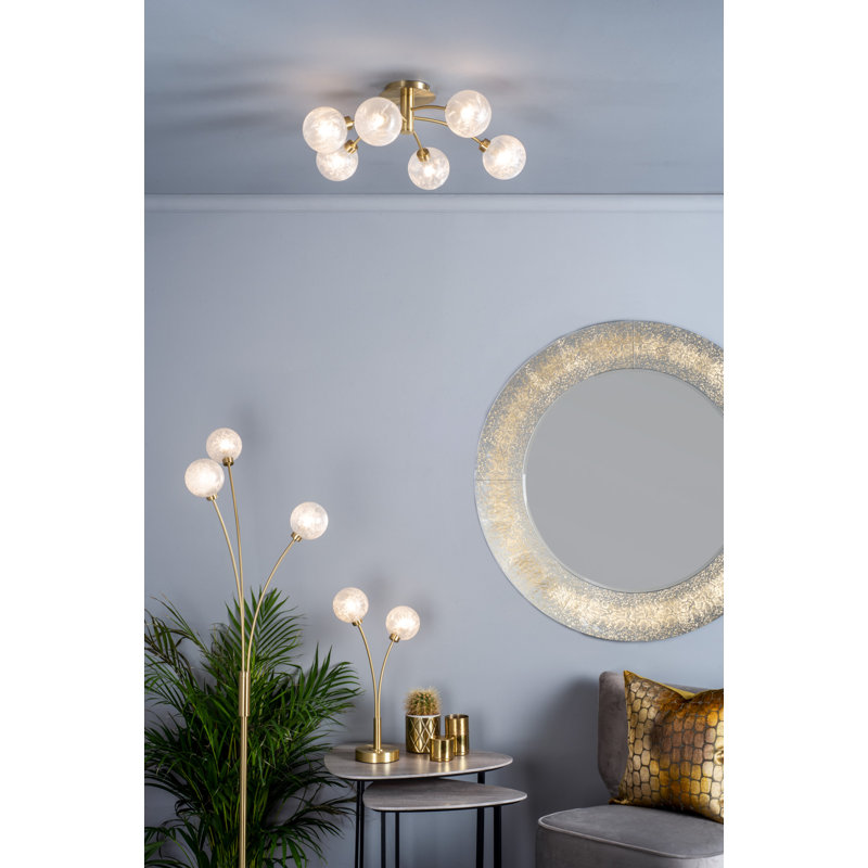 Barima Glass Semi Flush Mount, Brass