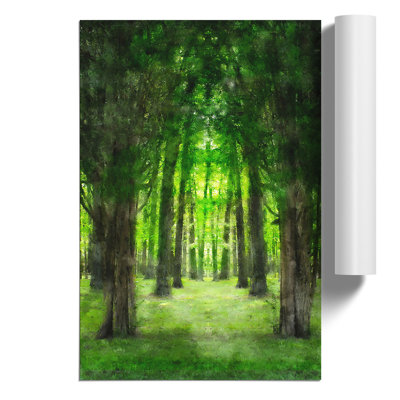 Green Forest Painting - Frameless Print