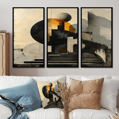 Escaliers cachés vers Nevermore - ensemble d'art mural paysage abstrait