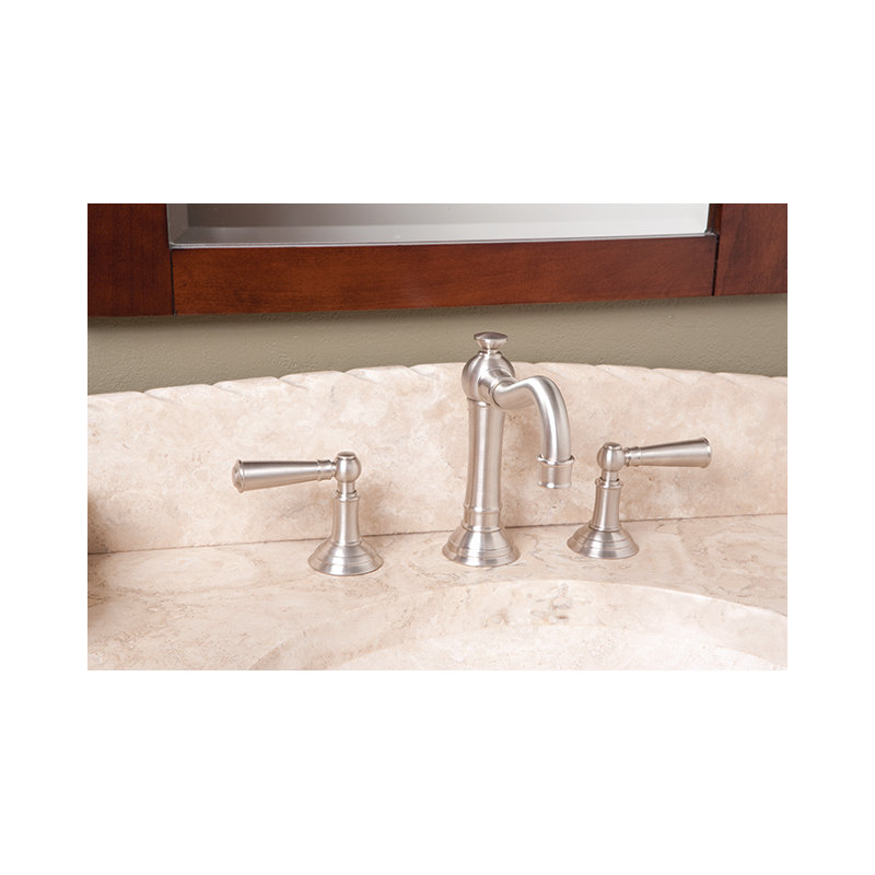 Jacobean Widespread Bathroom Faucet with Drain Assembly, Satin Nickel