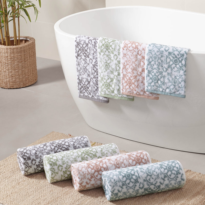 Aziza Jessica Simpson 4 Piece 100% Cotton Towel Set, Rose Smoke