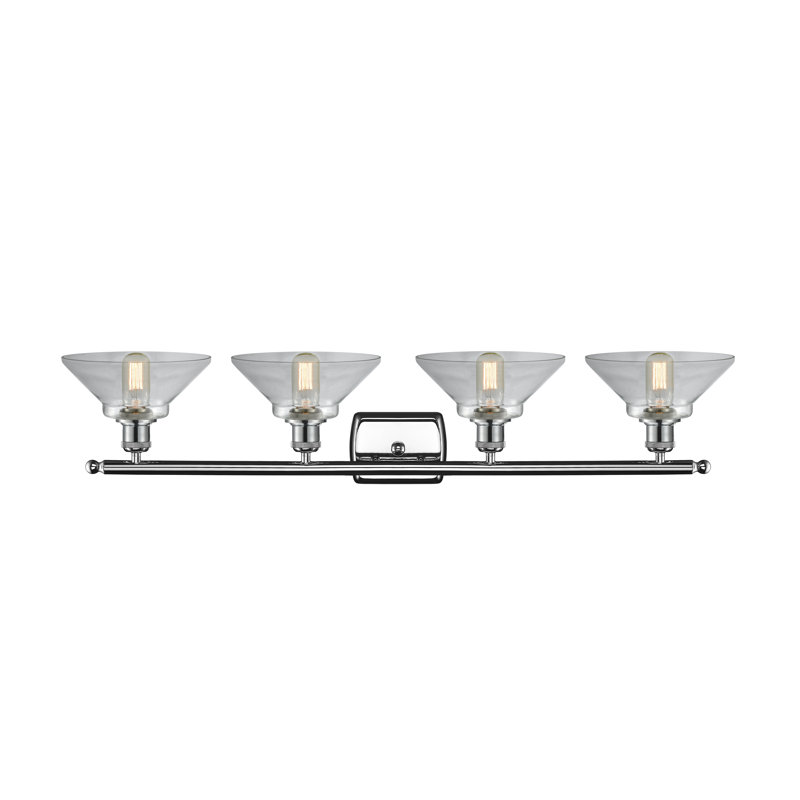 Éclairage pour salle de bain à 4 lumières à intensité variable Newton St Loe, Transparent, Chrome poli