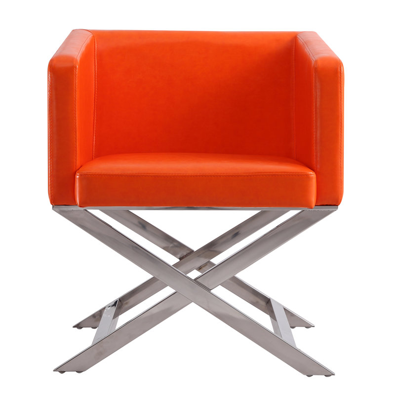 Park Slope Faux Leather Armchair, Orange Faux Leather