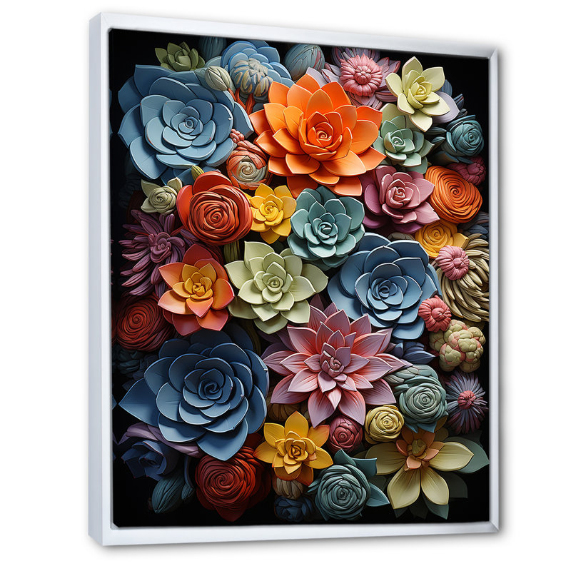 «Sutera Colorful Succulents Natures Resilience», reproduction sur toile, H 32 po x l 24 po x P 1 po, Cadre flottant blanc