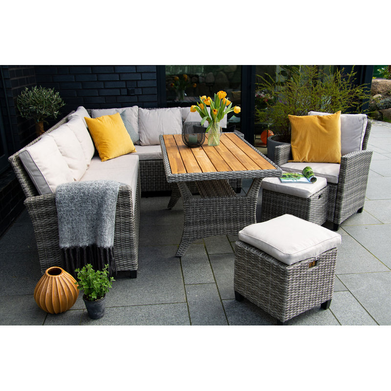 Backes 6 - Person Patio Dining Set with Rectangular Table , Cushions Included