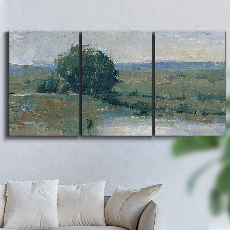 «Neutral Blooms I», pièce sur toile encadrée, H 27 po x l 54 po x P 2 po