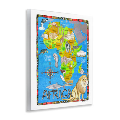 Art africain sur plaque, carte des animaux d'Afrique par Marley Ungaro