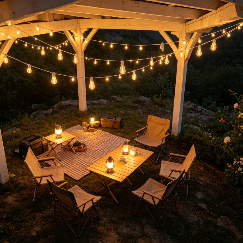 Guirlande de 48 lumières à DEL blanches de 48 pi pour l'extérieur, 16 ampoules incassables pour le patio
