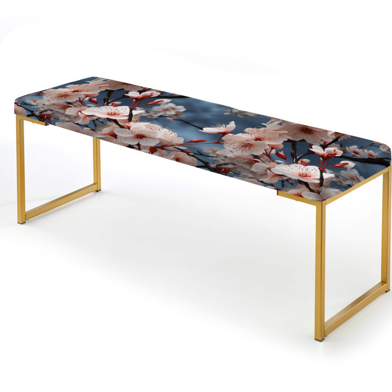 Banc oriental rembourré or, Cherry Blossom Whispers