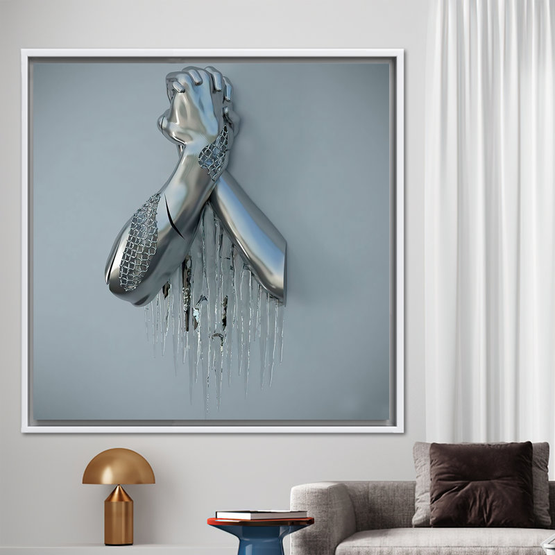 3d Effect Trendy Wall Art, 3d Silver Metallic Wall Art, Modern Art Canvas, 3d Effect Art Canvas, Metallic Hand Printed,
