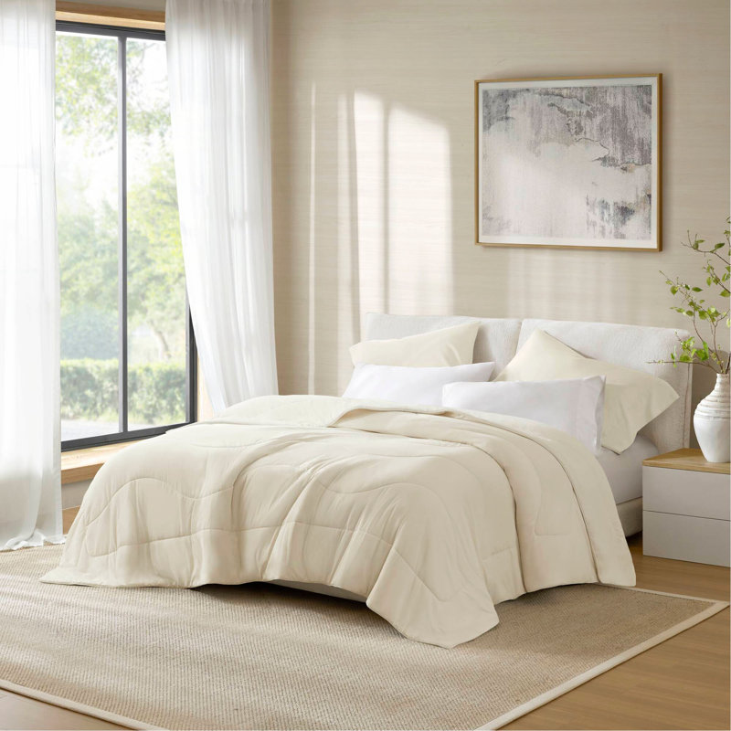 Couverture d'édredon réversible 1 pièce Tencel, Édredon double, Ivory
