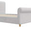 Lit plateforme capitonné Queen Size avec tête de lit haute et pied de lit arrondi, pieds en bois massif, sommier à lattes, beige-1434448092