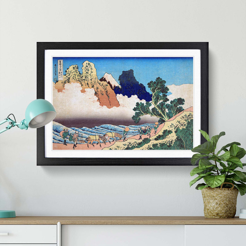 Mt. Fuji from the Minobu River by Katsushika Hokusai - Picture Frame Painting Print, 27cm H x 36cm W x 2cm D, Black Framed