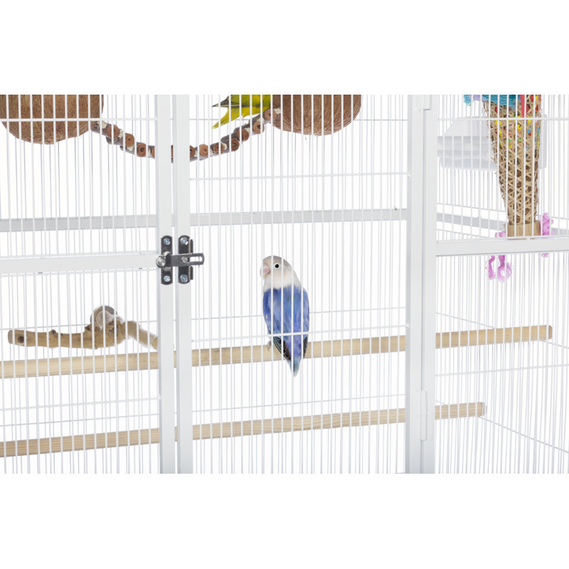 Chalk White 59.25'' Steel Flight Bird Cage with Stand