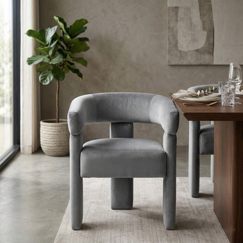 Chaise légère et luxueuse en velours, Gris