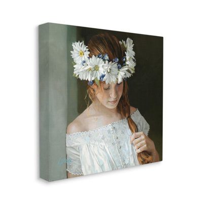 " Girl With Red Hair And Floral Daisy Crown " by Heide Presse