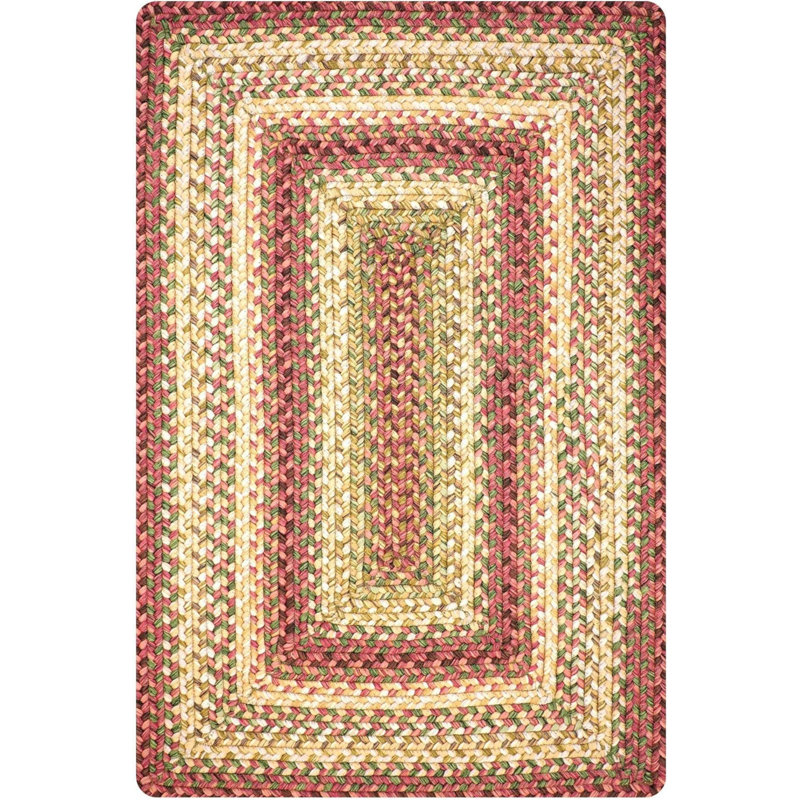  Tapis tressé réversible intérieur / extérieur rouge / or lavable, Rectangulaire 8 pi x 10 pi