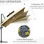 Parasol de jardin en porte-à-faux 10 pi avec éclairage à DEL et banque d'alimentation, rotation à 360 °, inclinaison, croissance kaki exceptionnelle