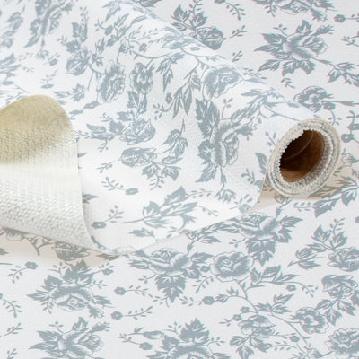 Revêtement pour étagères, revêtement antidérapant non adhésif pour placards, revêtement imperméable pour tiroirs, étagères, commodes, armoires de salle de bain, gris à motifs floraux, 45,7 cm (l) x 243,8 cm (l)