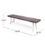 Banc en bois avec sablage brun foncé et structure en métal rustique blanc, hauteur de 17,5 po pour banc de finition pour l'extérieur