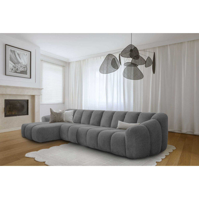 Shell Corner Sofa , Left Hand Facing, 6, Dark Grey