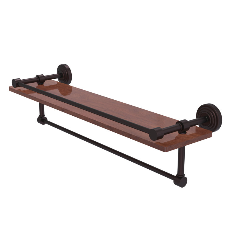 Beresford Bracket Shelf with Towel Bar, Antique Bronze, 5" H x 22" W x 5" D
