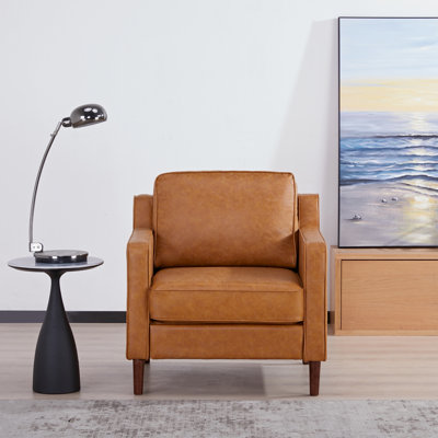 Artdeco Home Keven Camel Faux Leather Armchair