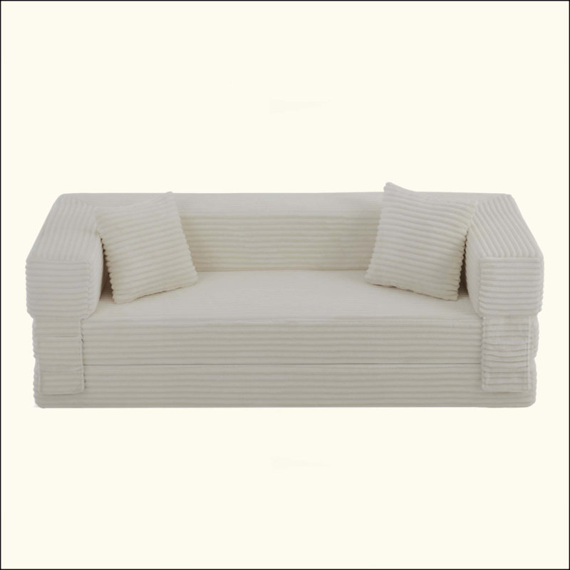 Modern Cord Sofa With Stylish Appearance, Classic Square Design, Unique Two-Tier Design, Convertible Into A Bed, Ideal For Apartments And Large Spaces.