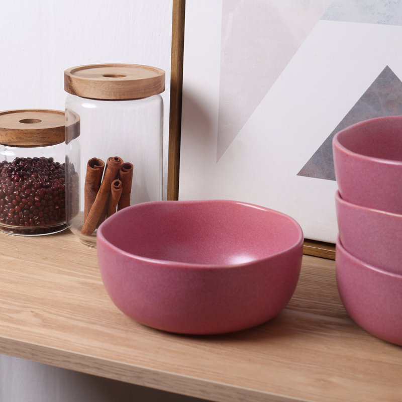 Stone Lain Tom 4-Piece Bowl Set Stoneware, Pink