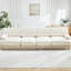 Velours beige, 4 sièges, jupe à pampilles, modulaire, mousse haute douce et confortable