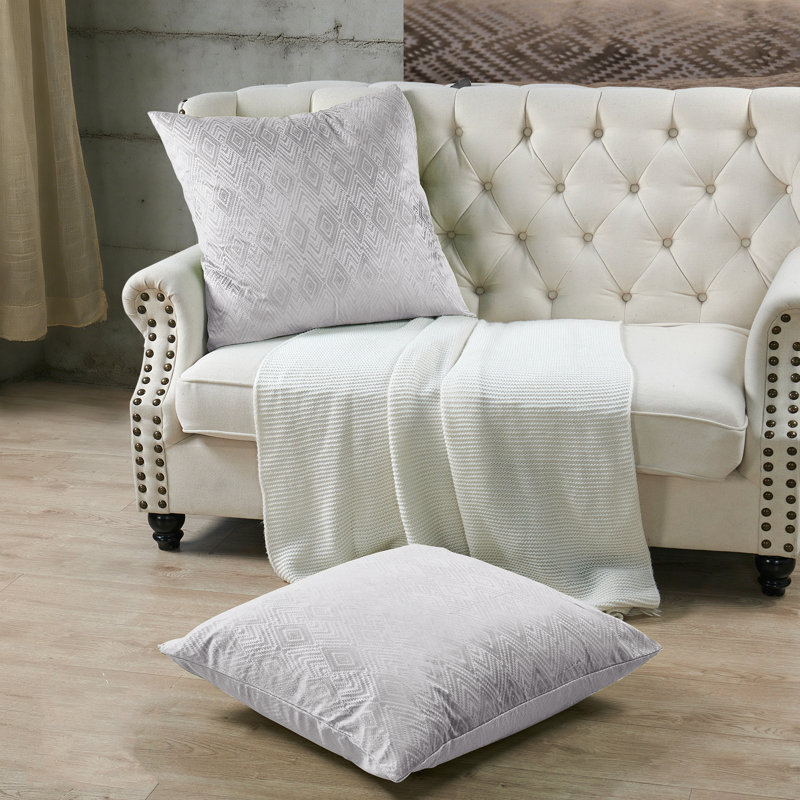 Ikat Velvet Euro Throw Pillow Covers, Silver