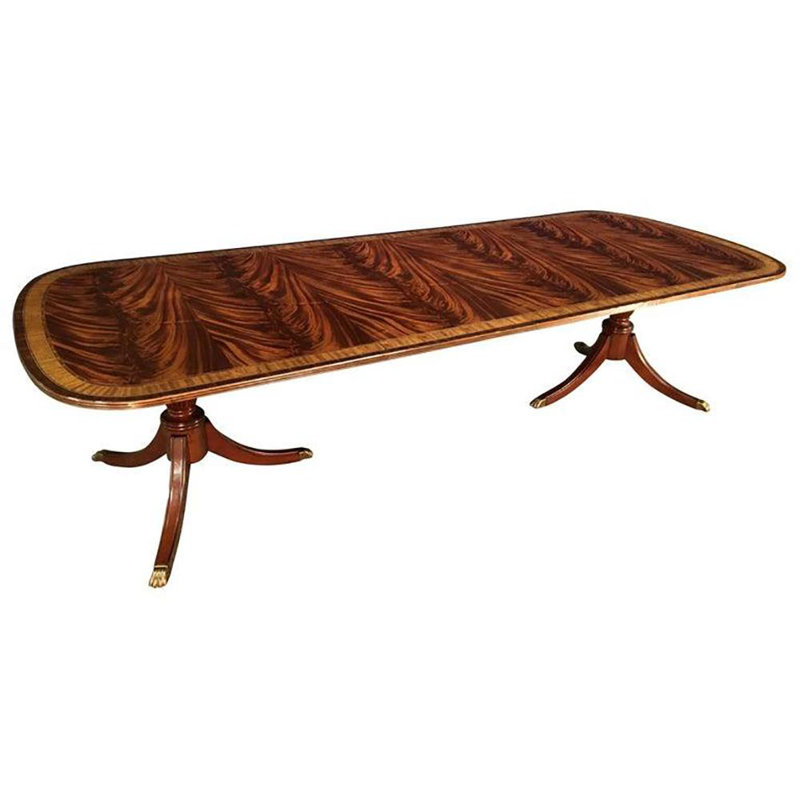 Multi-Banded Mahogany Dining Table